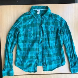 Soft blue green button up flannel